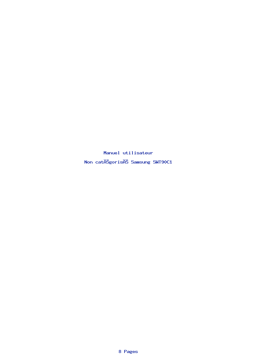 Page 1 de la notice Manuel utilisateur Samsung SWT90C1