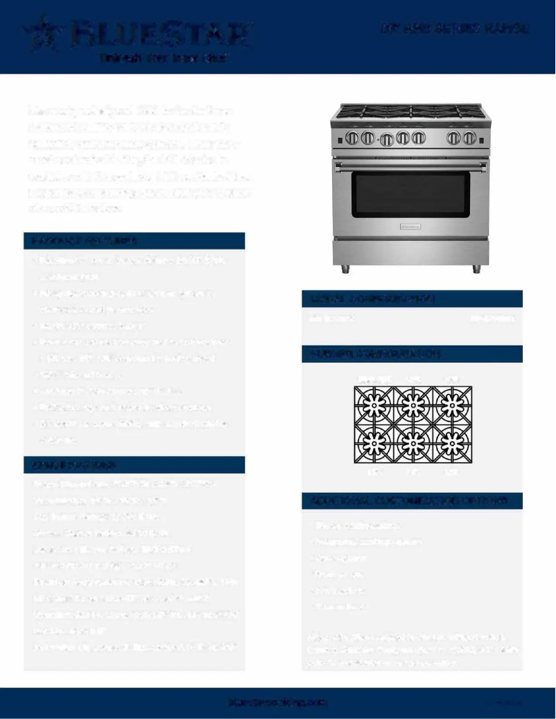 Page 1 de la notice Fiche technique BlueStar RNB366BV2L