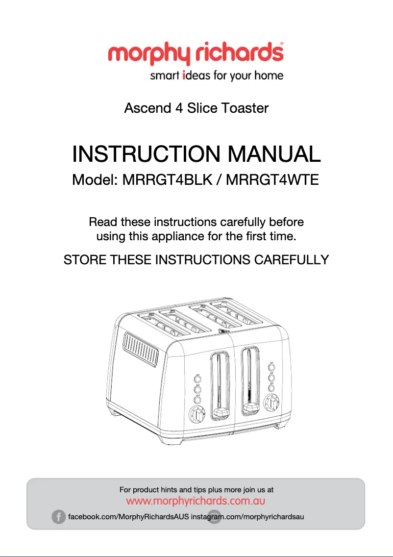 Page 1 de la notice Manuel utilisateur Morphy Richards MRRGT4WTE