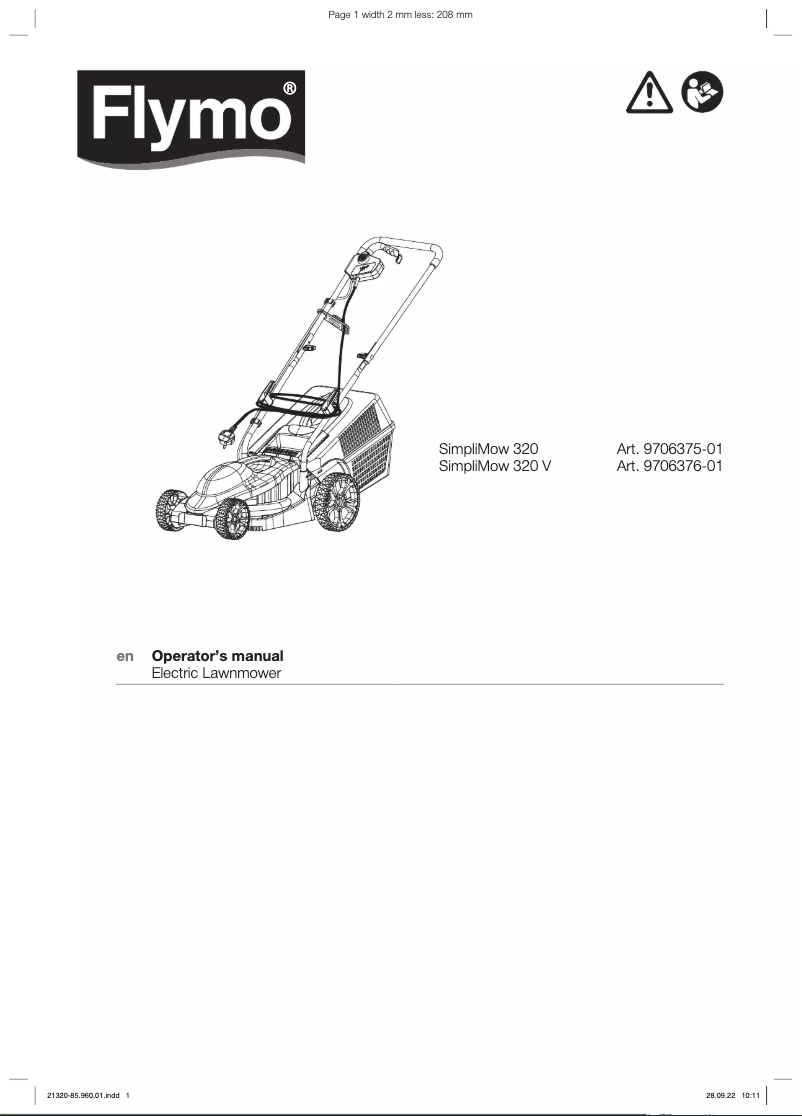 Page 1 de la notice Manuel utilisateur Flymo SimpliMow 320V