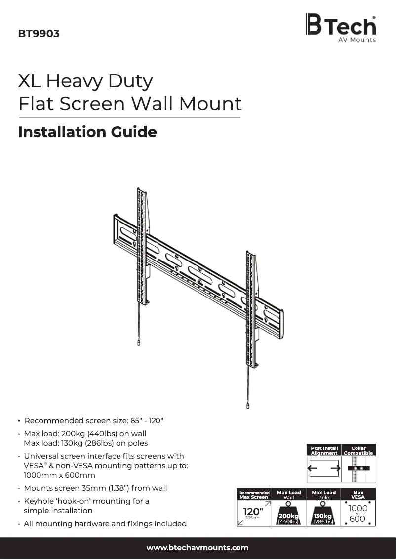Page 1 of the manual Installation Guide B-Tech BT9903