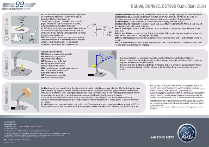 Page 1 de la notice Manuel utilisateur AKG DGN99