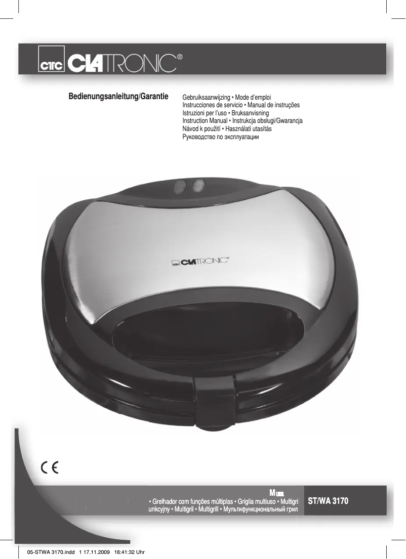 Page 1 of the manual User Manual Clatronic ST WA 3170
