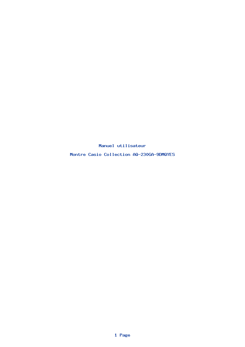 Page 1 de la notice Manuel utilisateur Casio Collection AQ-230GA-9DMQYES
