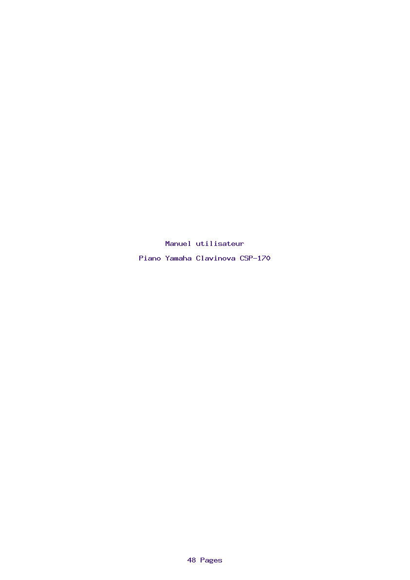 Page 1 de la notice Manuel utilisateur Yamaha Clavinova CSP-170