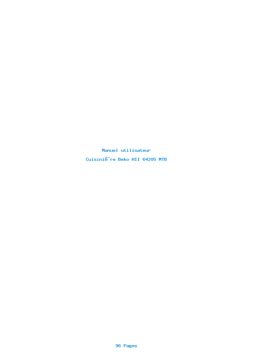 Page 1 de la notice Manuel utilisateur Beko HII 64205 MTB