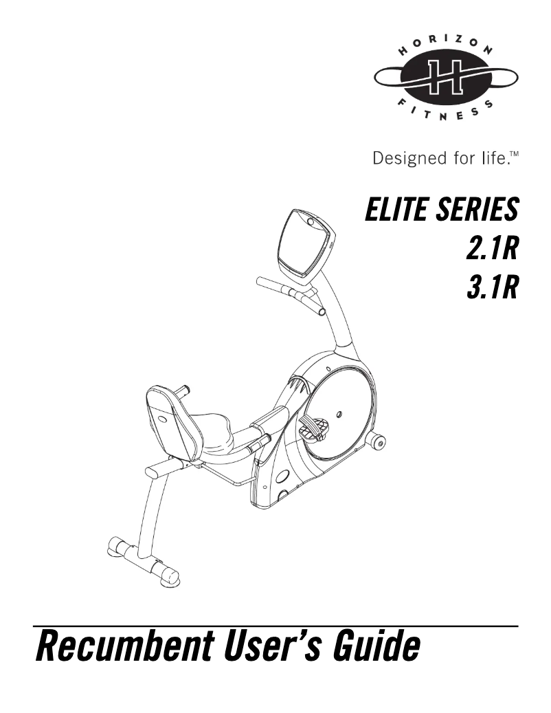 Page 1 de la notice Manuel utilisateur Horizon Fitness Elite 2.1R