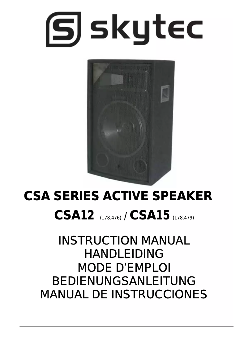 Page 1 de la notice Manuel utilisateur Skytec CSA12
