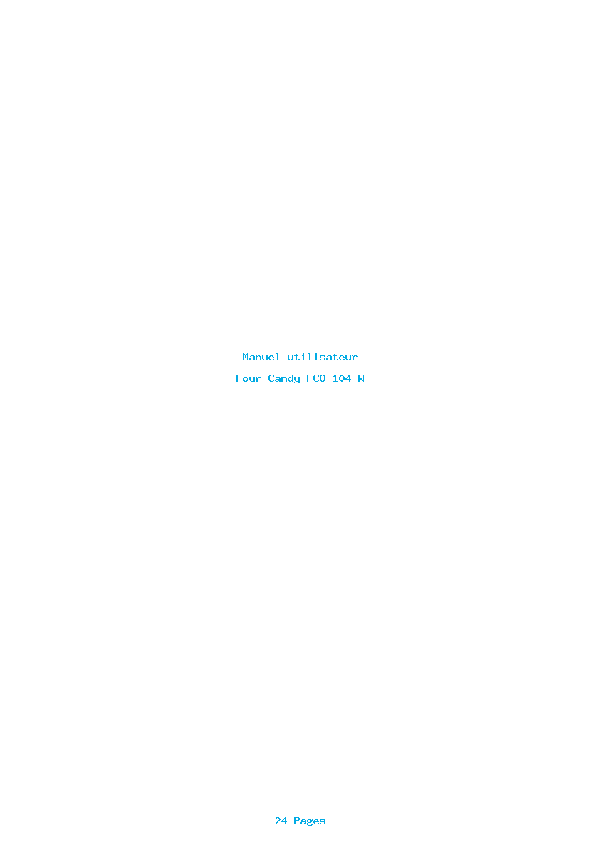 Page 1 de la notice Manuel utilisateur Candy FCO 104 W