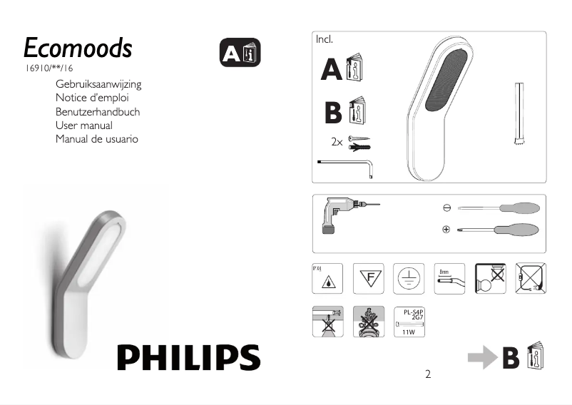 Page 1 de la notice Manuel utilisateur Philips Ledino 579163116
