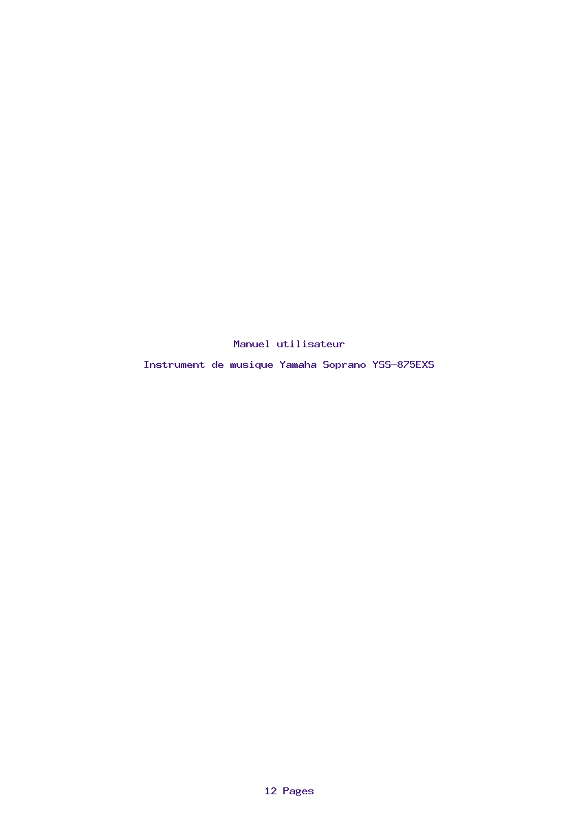Page 1 de la notice Manuel utilisateur Yamaha Soprano YSS-875EXS