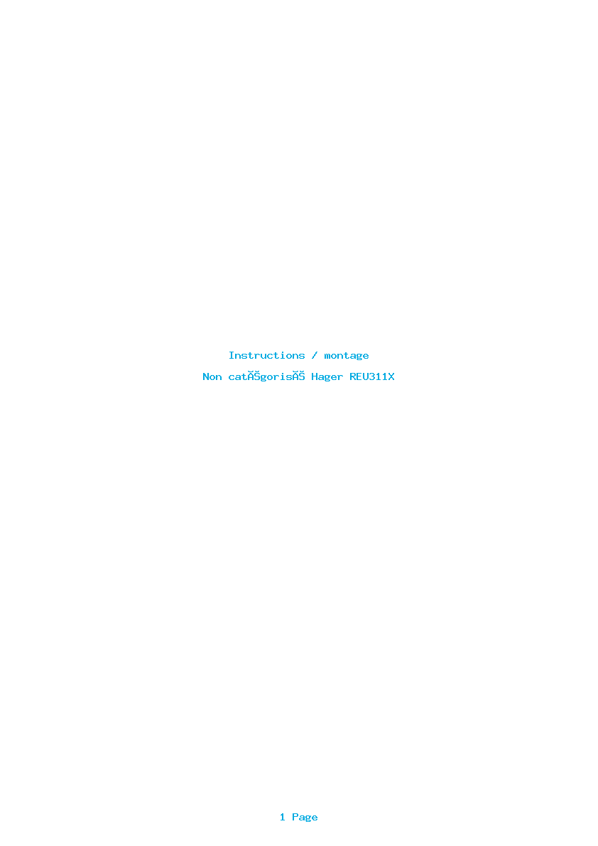 Page 1 de la notice Instructions / montage Hager REU311X