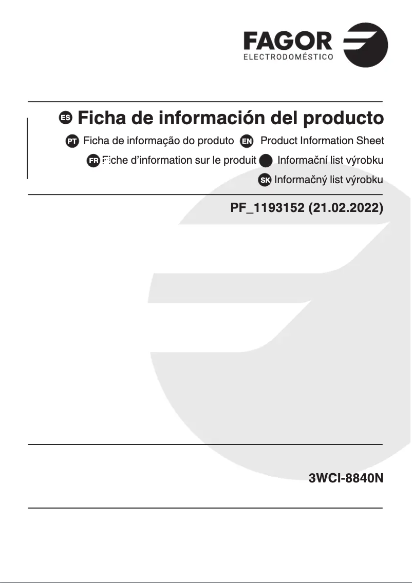 Page 1 de la notice Manuel utilisateur Fagor 3WCI-8840N