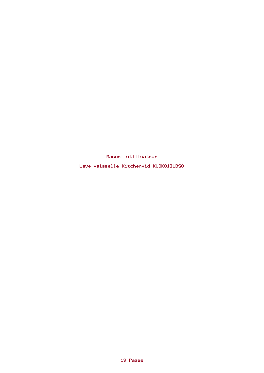 Page 1 de la notice Manuel utilisateur KitchenAid KUDK01ILBS0