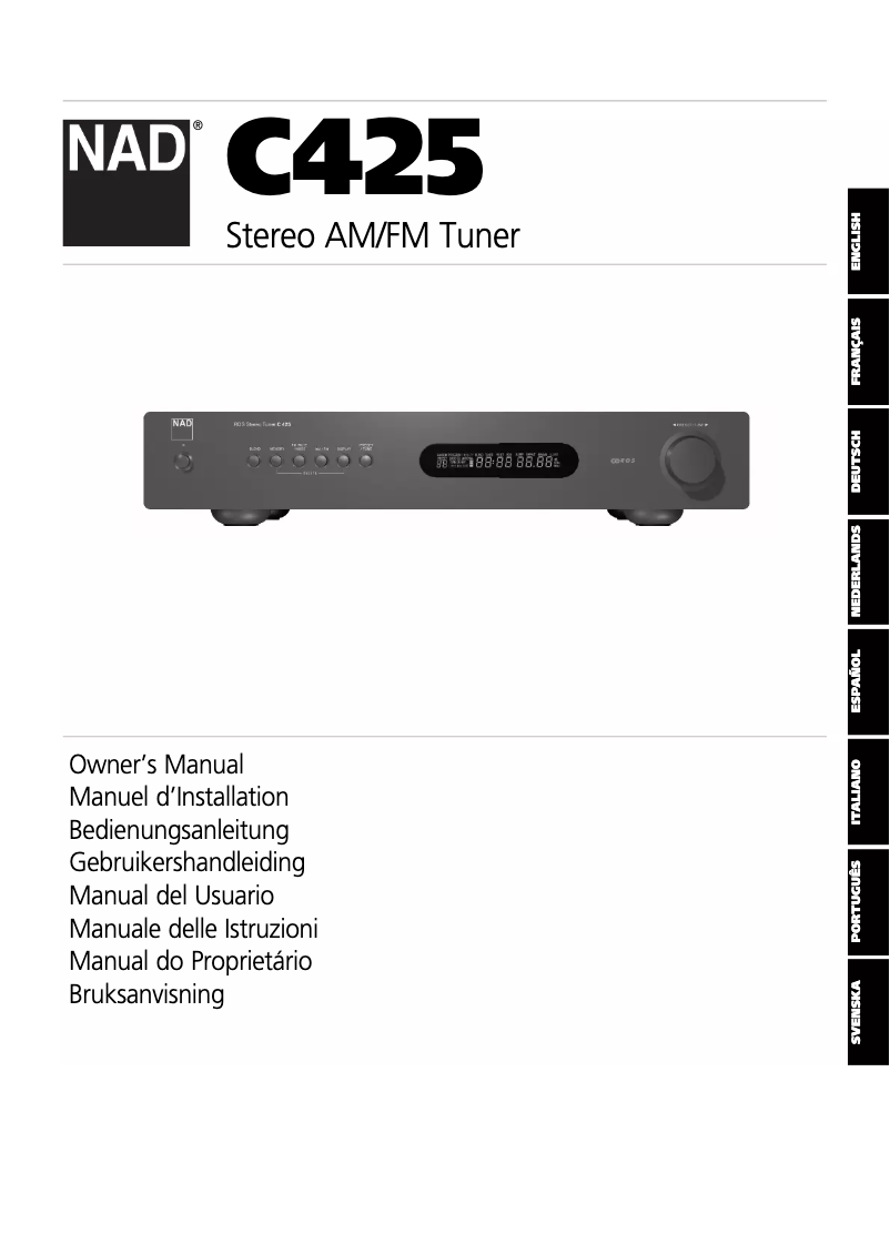 Page 1 de la notice Manuel utilisateur NAD C425