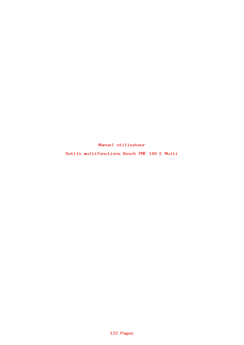 Page 1 de la notice Manuel utilisateur Bosch PMF 180 E Multi