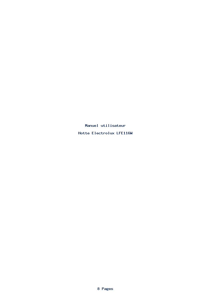 Page 1 de la notice Manuel utilisateur Electrolux LFE116W