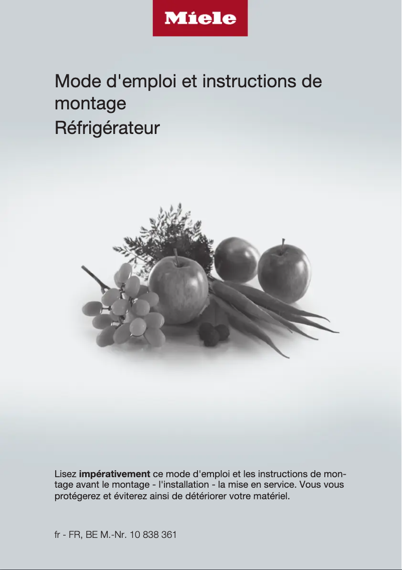 Page 1 de la notice Manuel utilisateur Miele K 31252 Ui