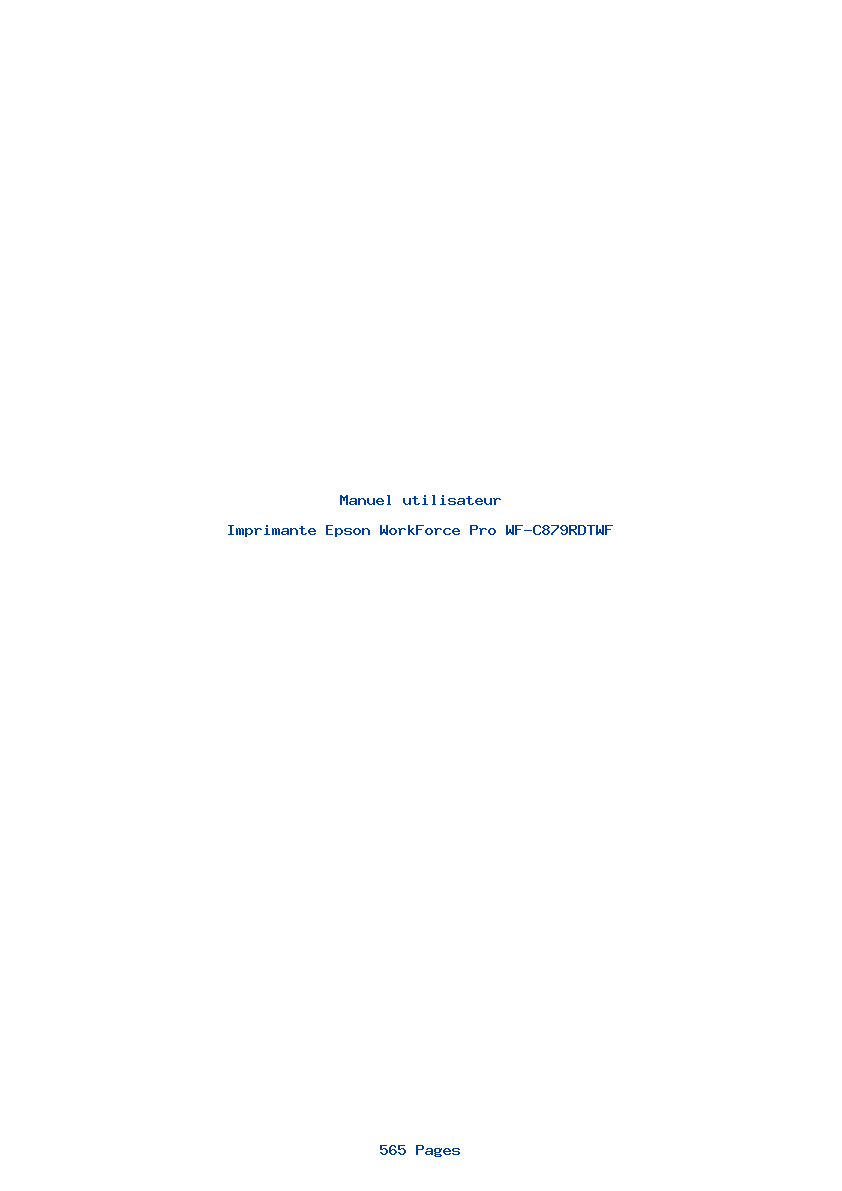 Page 1 de la notice Manuel utilisateur Epson WorkForce Pro WF-C879RDTWF