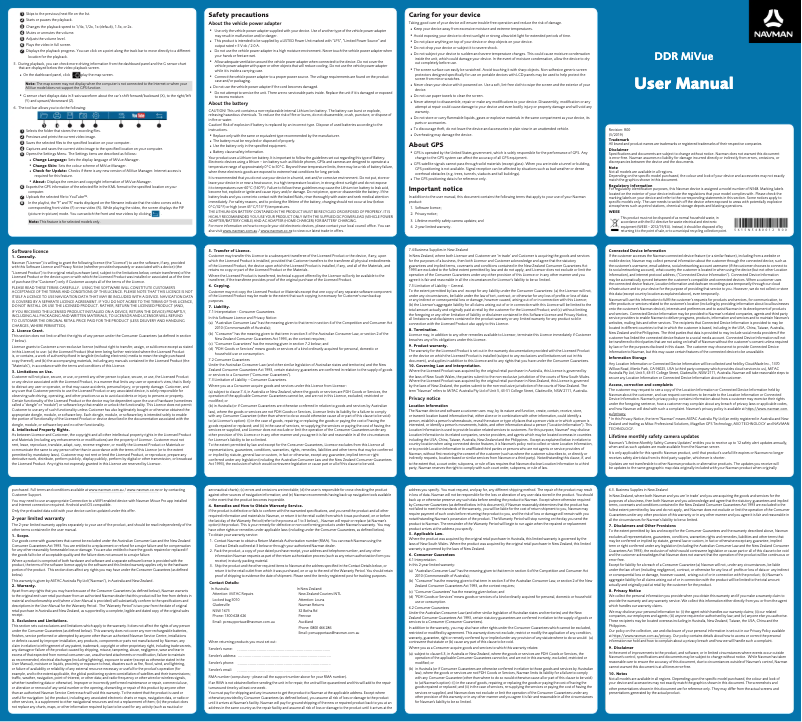 Page 1 de la notice Manuel utilisateur Navman MiVue 760 ULTRA