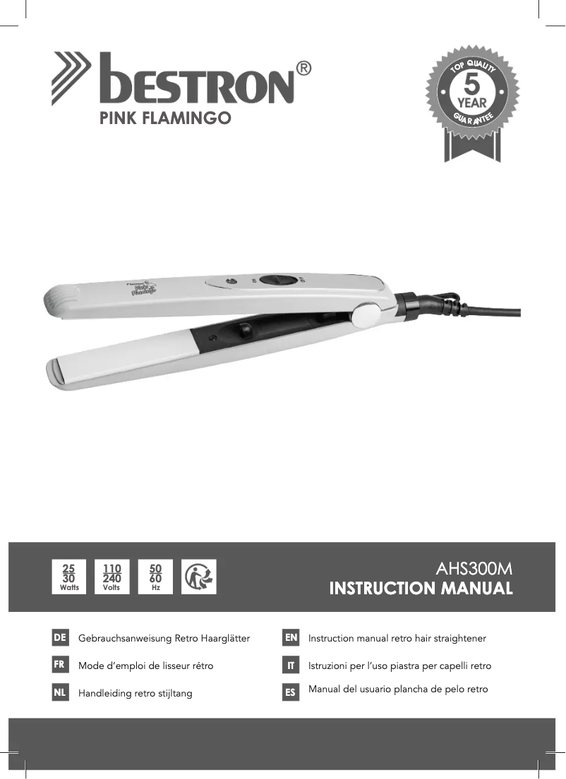 Page 1 de la notice Manuel utilisateur Bestron AHS300M