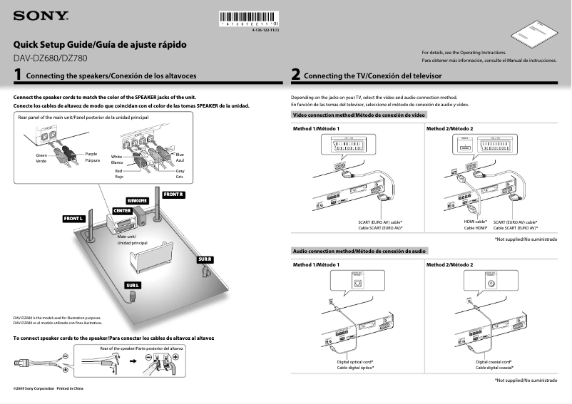 Page 1 de la notice Guide d'installation Sony DAV-DZ680
