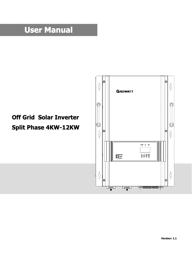 Page 1 de la notice Manuel utilisateur Growatt SPF 4000-18000T DVM