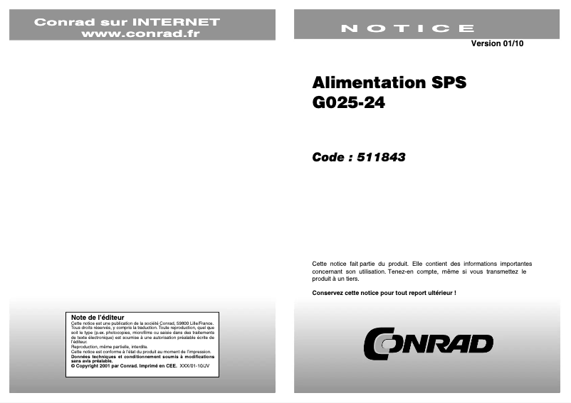 Page 1 de la notice Manuel utilisateur SunPower SPS G025-24