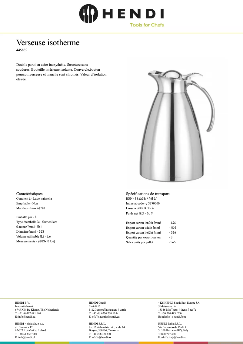 Page 1 de la notice Fiche technique Fine Dine 445839