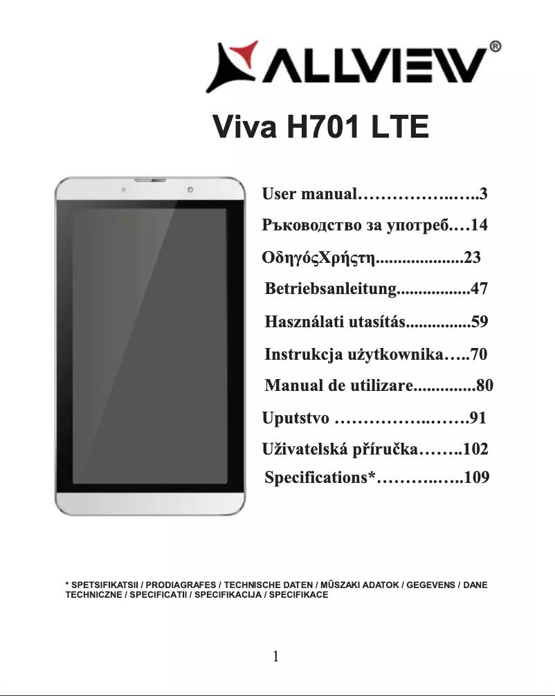 Page 1 de la notice Manuel utilisateur Allview Viva H701 LTE