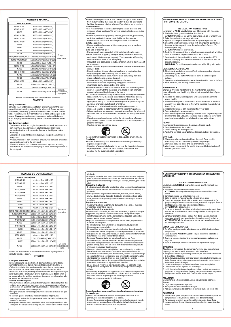 Página 1 del manual Manual de usuario Bestway 54006