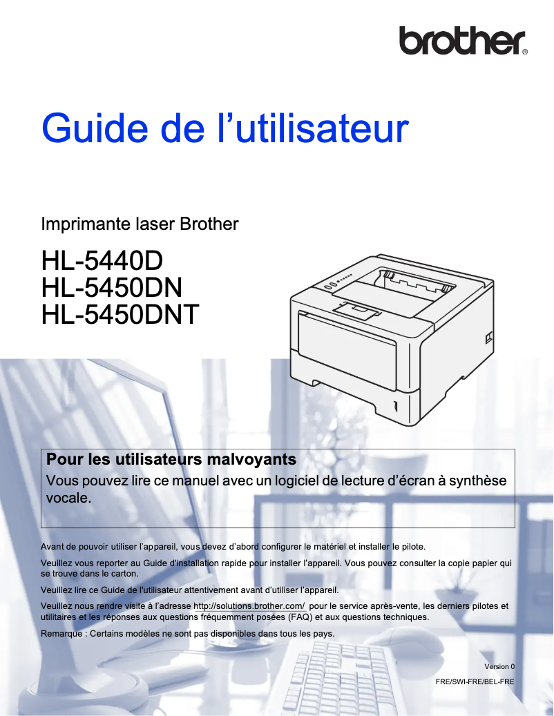 Page 1 de la notice Manuel utilisateur Brother HL-5450DNT