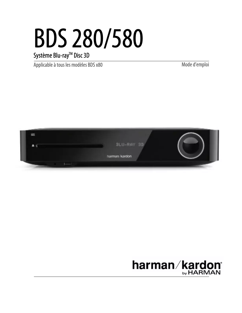 Page 1 de la notice Manuel utilisateur Harman Kardon BDS 280W