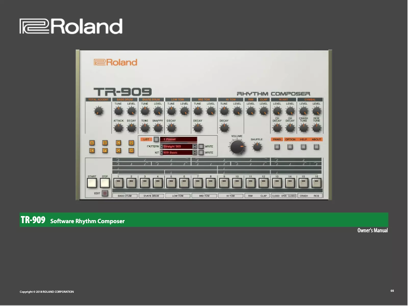 Page 1 de la notice Manuel utilisateur Roland TR-909