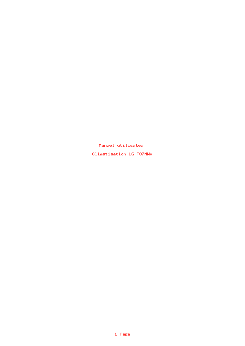 Page 1 de la notice Manuel utilisateur LG T07NWA