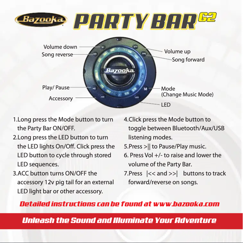 Page 1 de la notice Guide d'installation Bazooka Party Bar G2