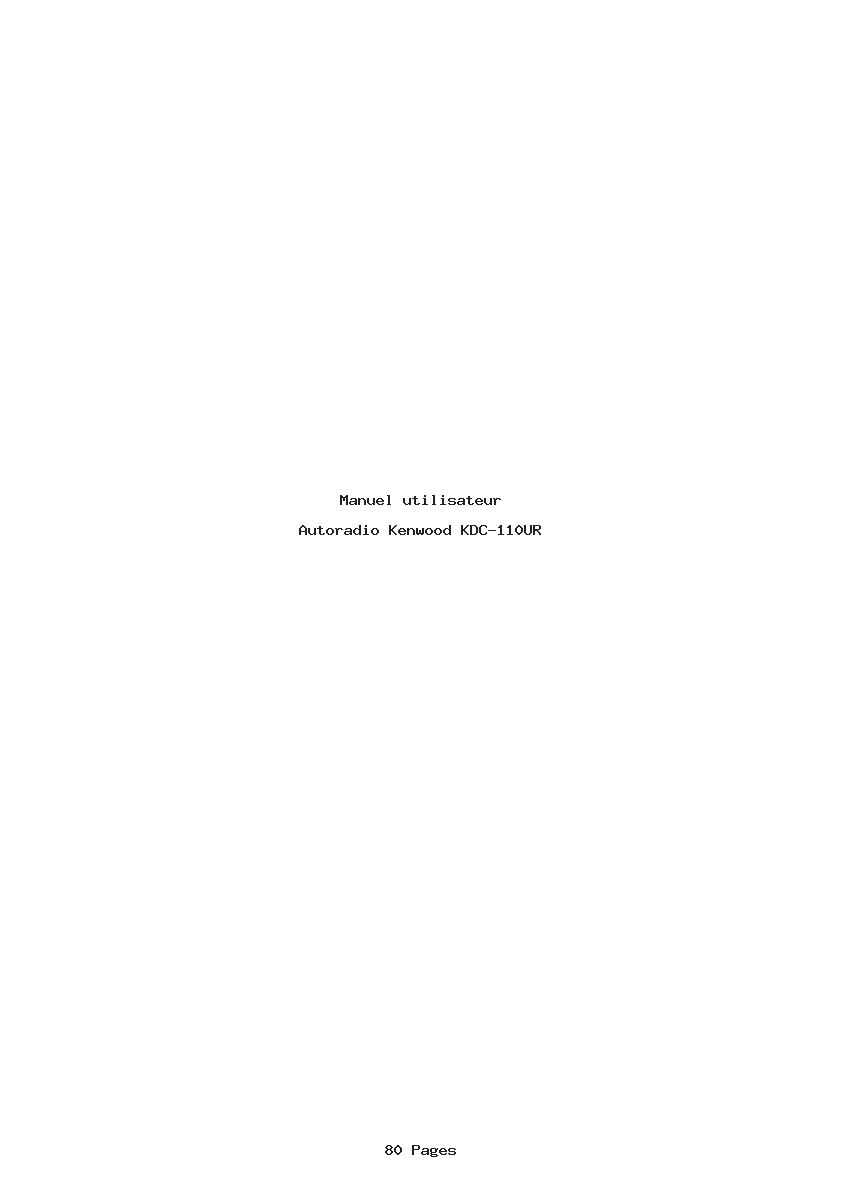 Page 1 de la notice Manuel utilisateur Kenwood KDC-110UR