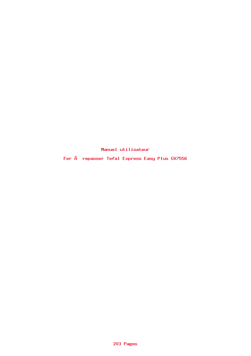 Page 1 de la notice Manuel utilisateur Tefal Express Easy Plus GV7556