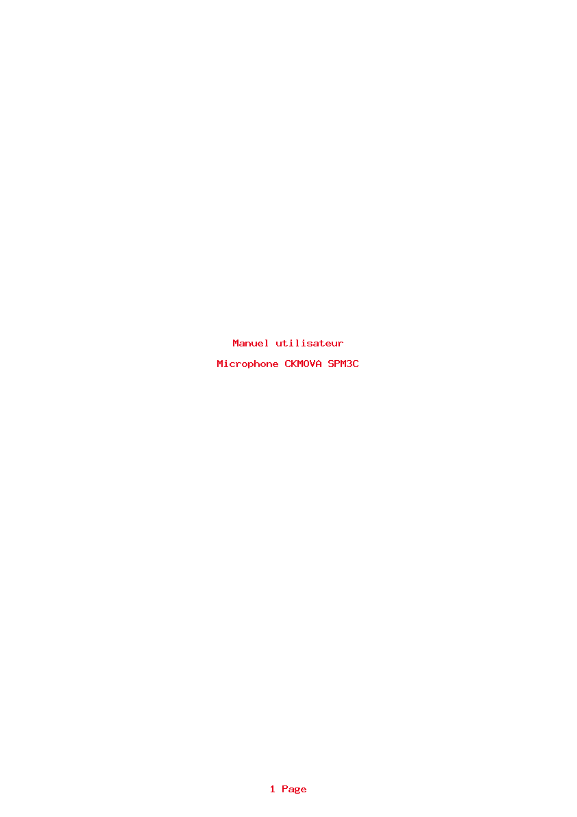 Page 1 de la notice Manuel utilisateur CKMOVA SPM3C