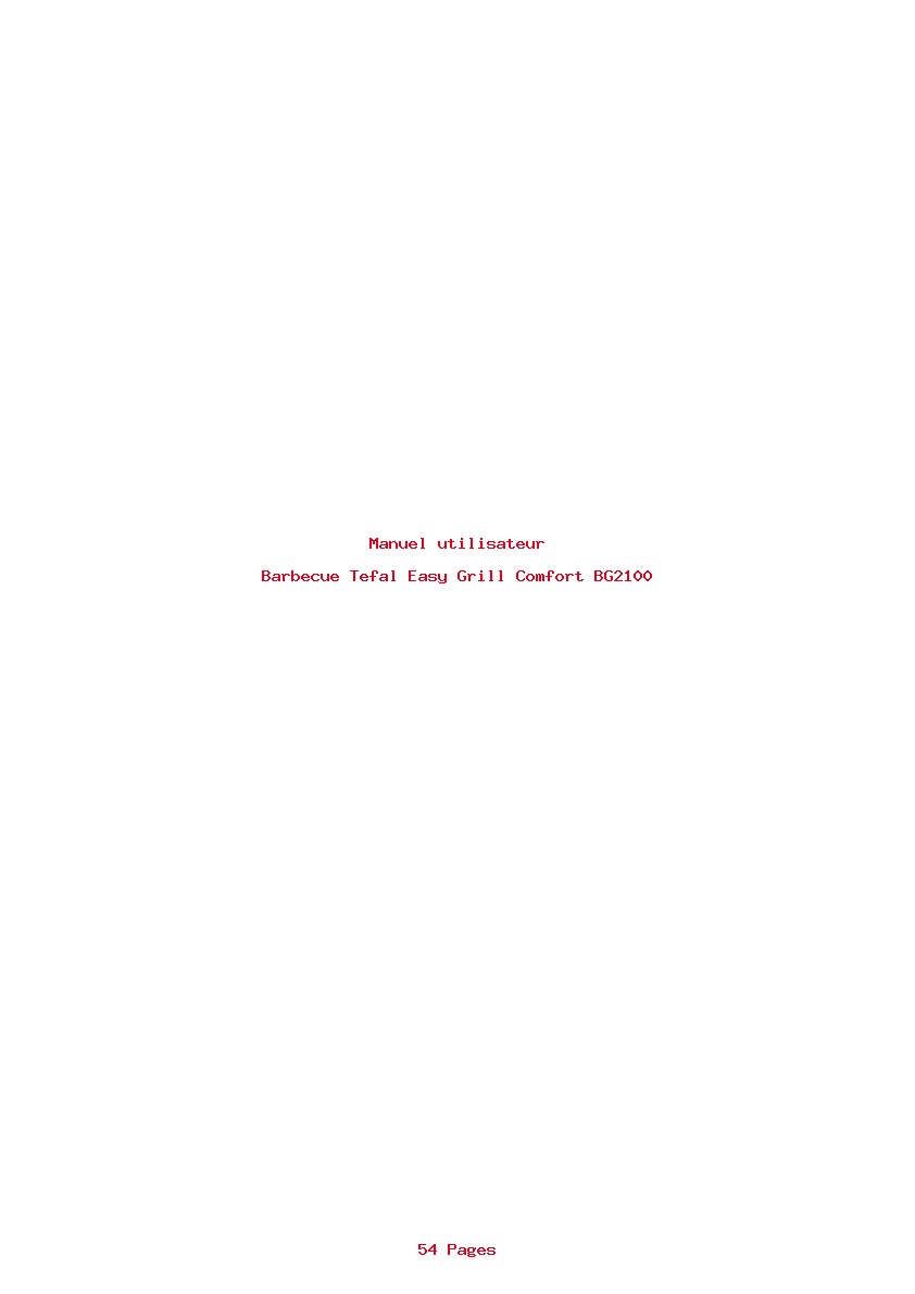 Page 1 de la notice Manuel utilisateur Tefal Easy Grill Comfort BG2100