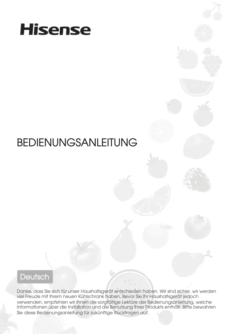 Page 1 de la notice Manuel utilisateur Hisense RB645N4BIE