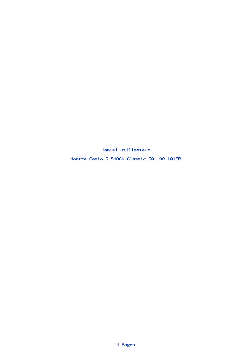 Page 1 de la notice Manuel utilisateur Casio G-SHOCK Classic GA-100-1A1ER