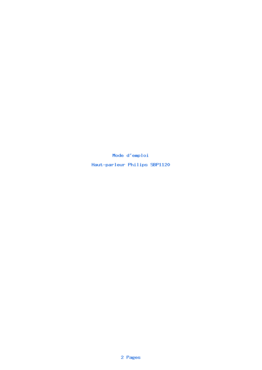 Page 1 de la notice Mode d'emploi Philips SBP1120