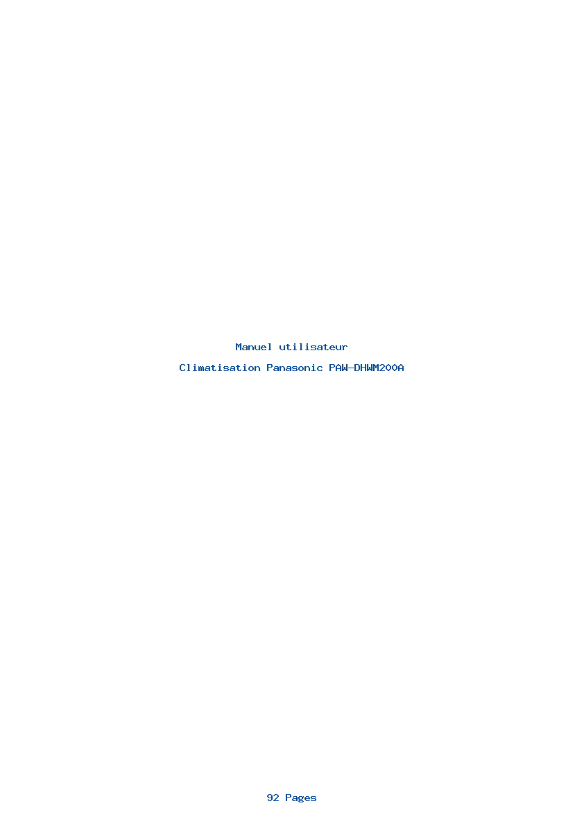 Page 1 de la notice Manuel utilisateur Panasonic PAW-DHWM200A