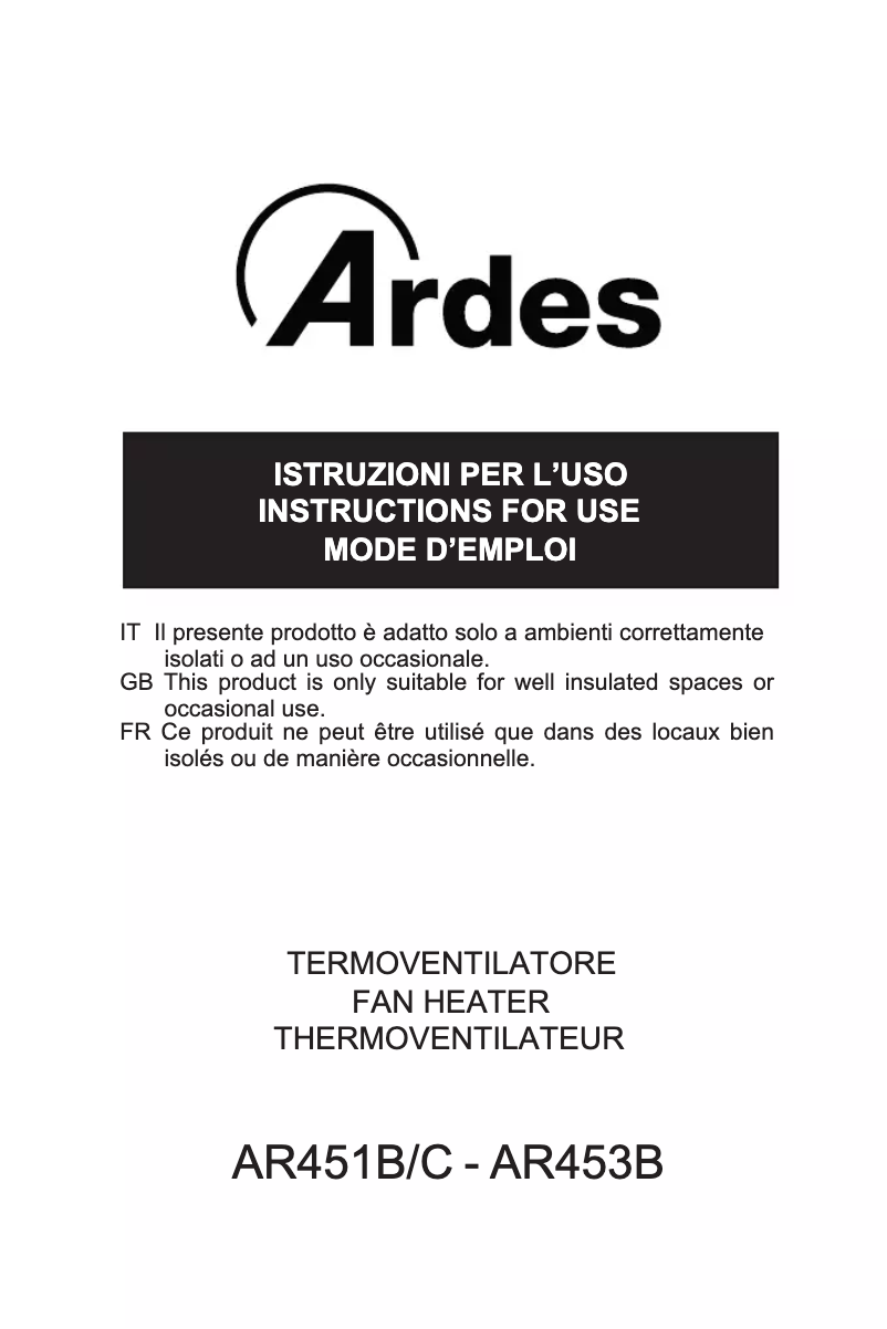 Page 1 of the manual User Manual Ardes AR451B