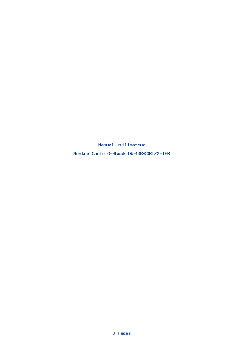 Page 1 de la notice Manuel utilisateur Casio G-Shock DW-5600GRLZ2-1ER