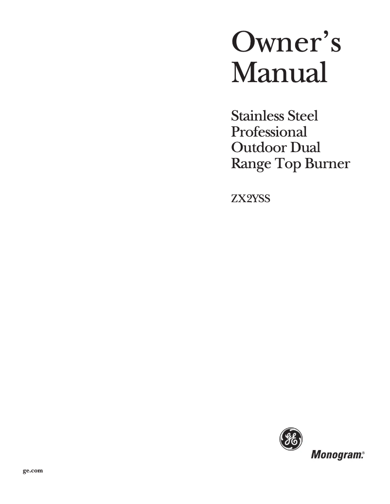 Página 1 del manual Manual de usuario GE ZX2TKYSS