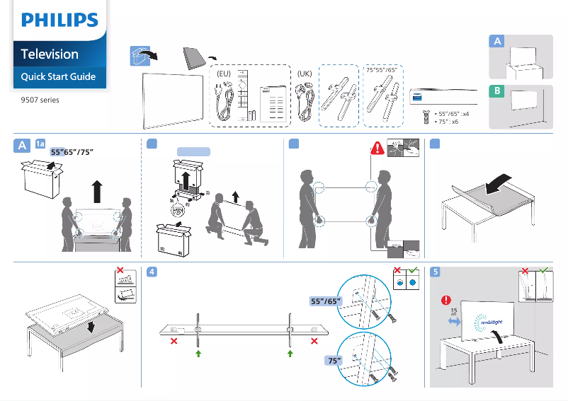 Page n°1 - Guide de démarrage rapide Philips 65PML9507