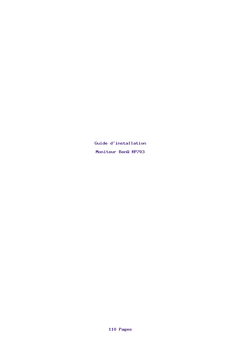 Page 1 de la notice Guide d'installation BenQ RP703