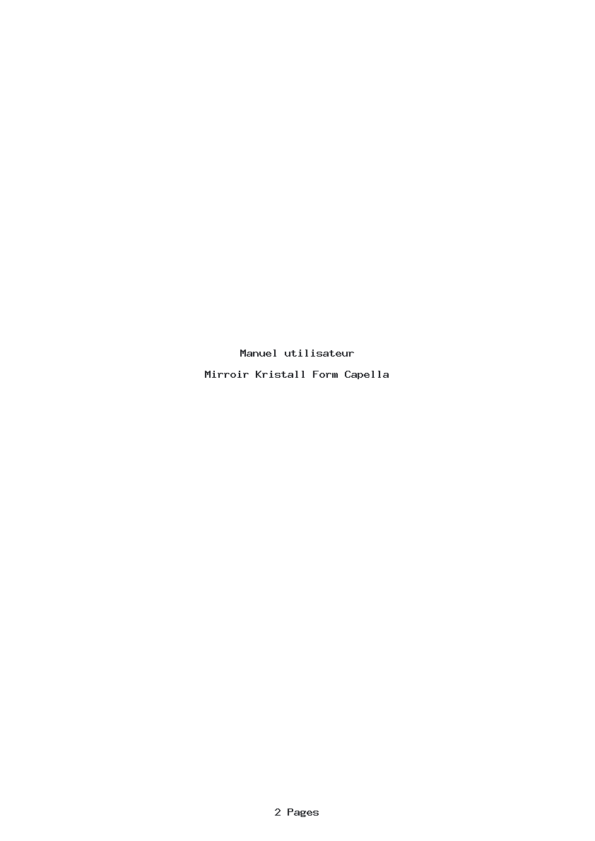 Page 1 de la notice Manuel utilisateur Kristall Form Capella